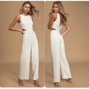 Lulus Elegant White Sleeveless Jumpsuit